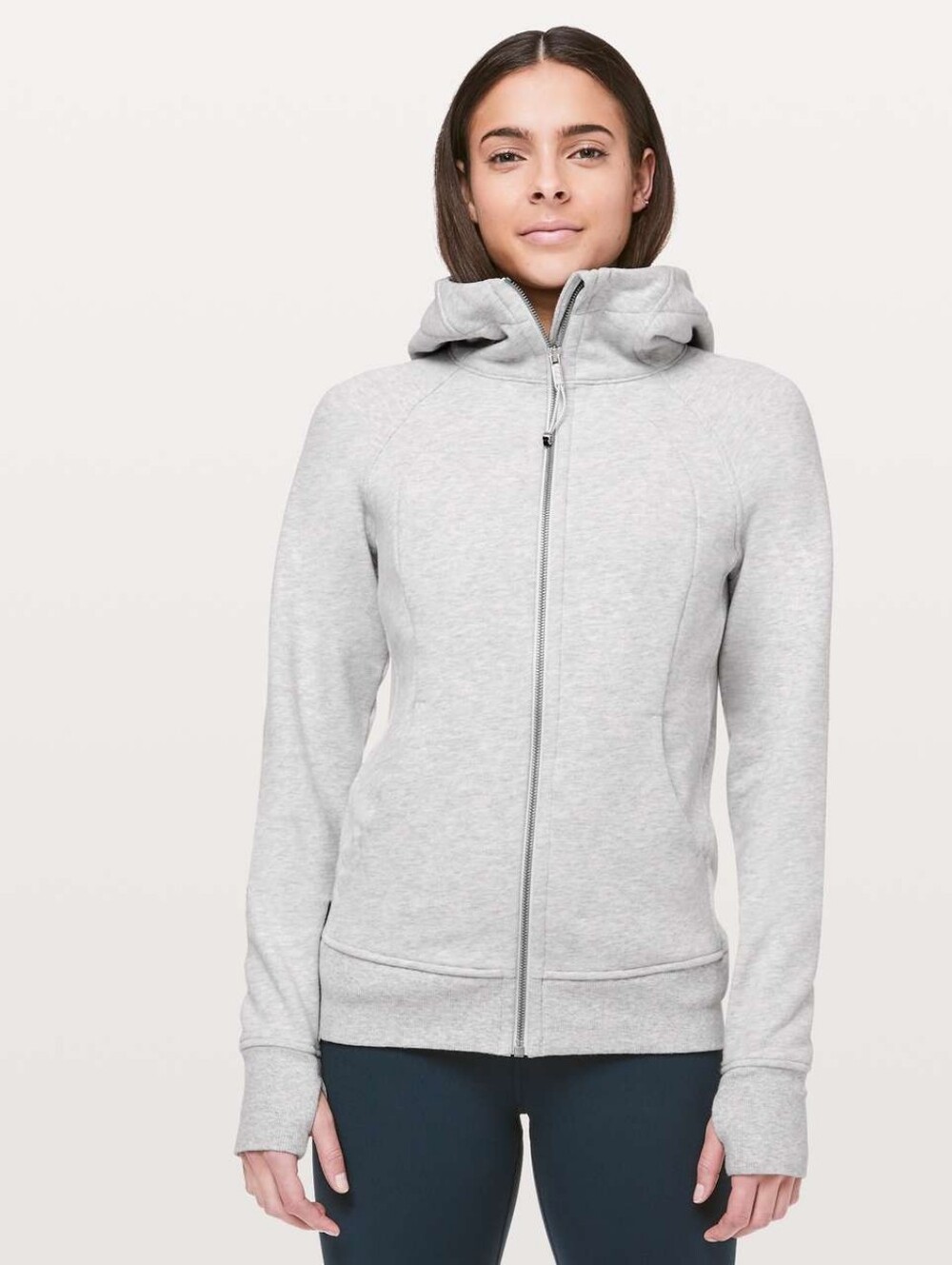 Lululemon Scuba Hoodie Light Cotton Fleece
Heathered Ultra Light Grey Size 8